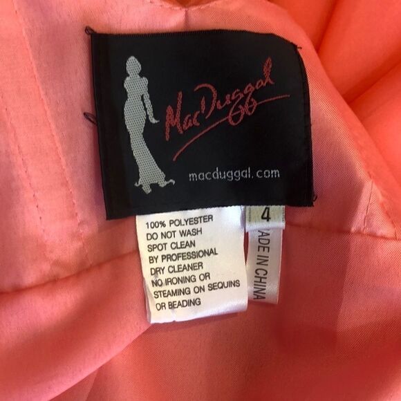 Mac Duggal Peach mermaid style prom dress size 4 - Picture 7 of 7